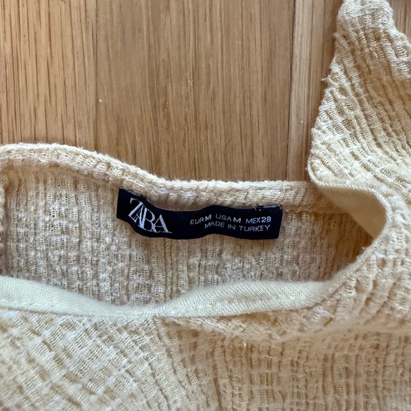 Zara Yellow Midi Textured Weave Ruffle Hemmed dress - Picture 7 of 10